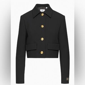 Aritzia Babaton Frances Cropped Blazer Jacket with Gold Buttons - black, large